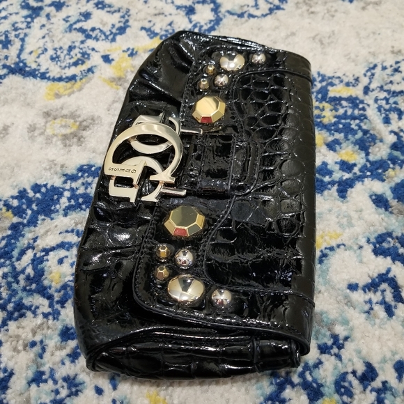 Guess Studded Clutch Black Patent Faux Leather - Picture 3 of 6